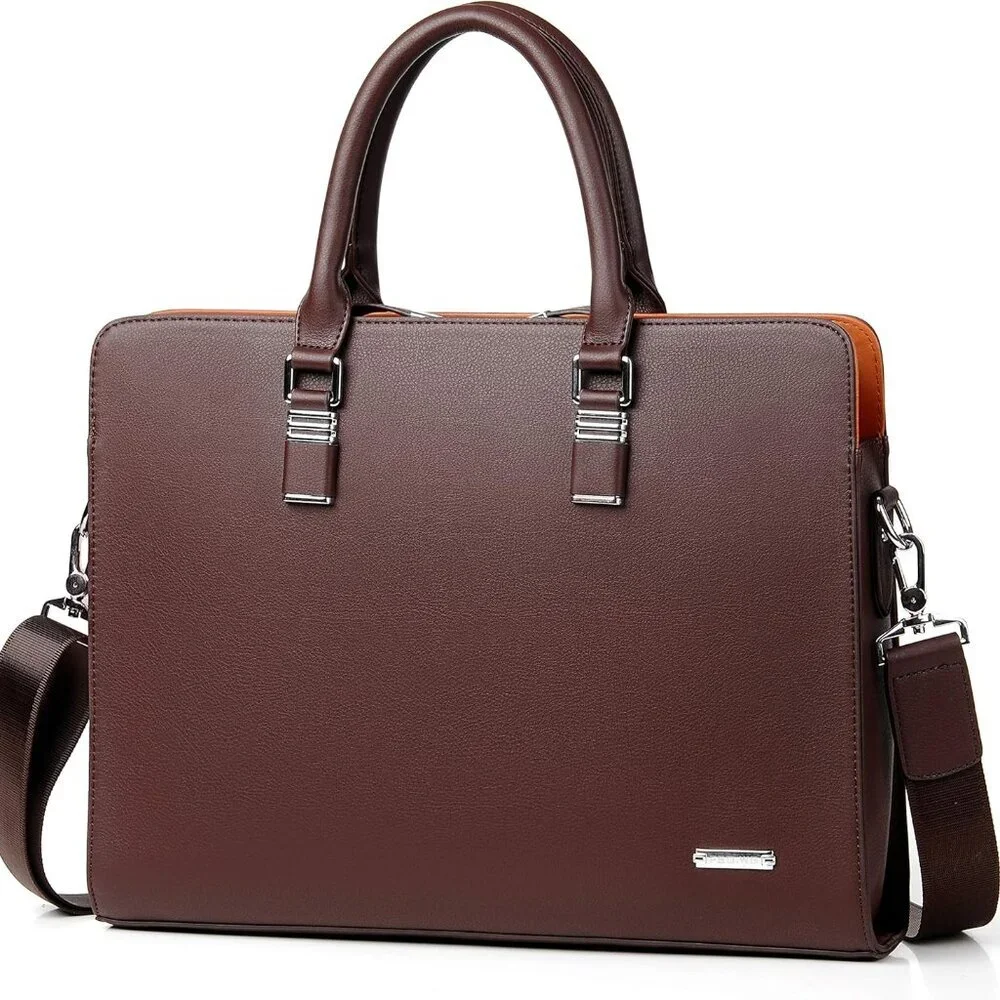 Bag Leather Briefcase Shoulder Laptop Business Bag for Men